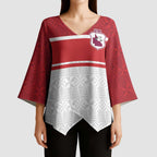Queensland Tonga Custom Kimono Sleeve Blouse QLD with Tongan Ngatu Pattern - Aussie Hoodie