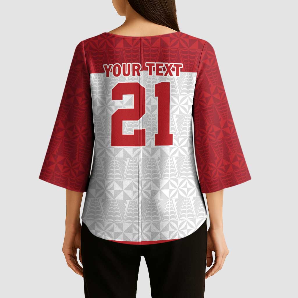 Queensland Tonga Custom Kimono Sleeve Blouse QLD with Tongan Ngatu Pattern - Aussie Hoodie