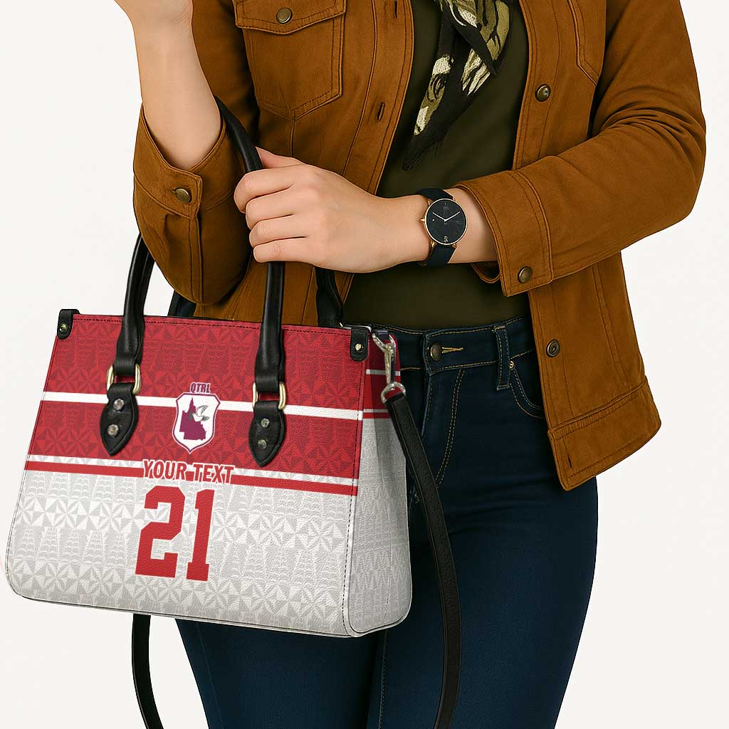 Queensland Tonga Custom Leather Bag QLD with Tongan Ngatu Pattern - Aussie Hoodie