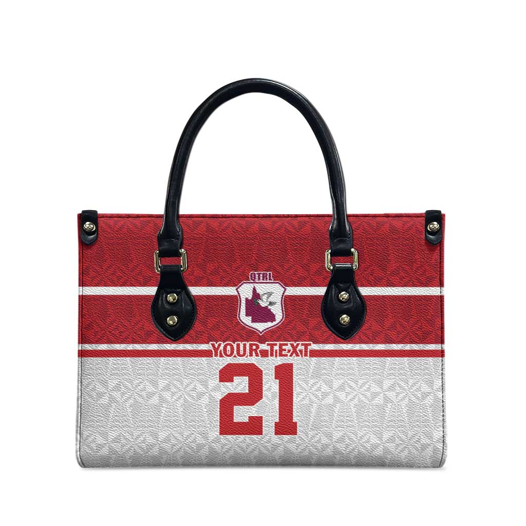 Queensland Tonga Custom Leather Bag QLD with Tongan Ngatu Pattern - Aussie Hoodie