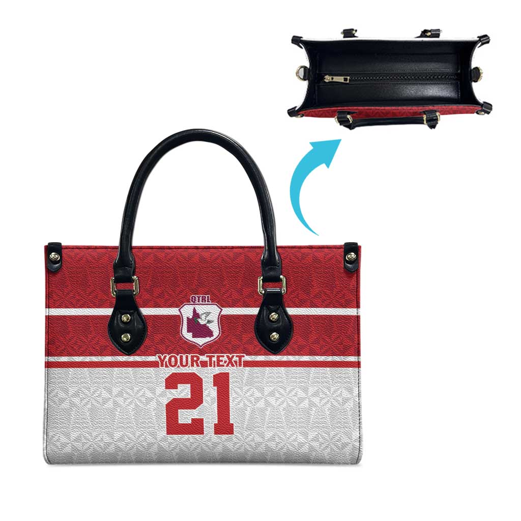 Queensland Tonga Custom Leather Bag QLD with Tongan Ngatu Pattern - Aussie Hoodie