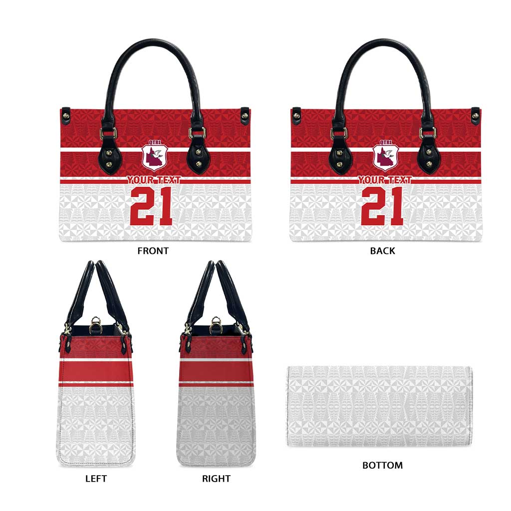 Queensland Tonga Custom Leather Bag QLD with Tongan Ngatu Pattern - Aussie Hoodie
