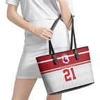 Queensland Tonga Custom Leather Tote Bag QLD with Tongan Ngatu Pattern