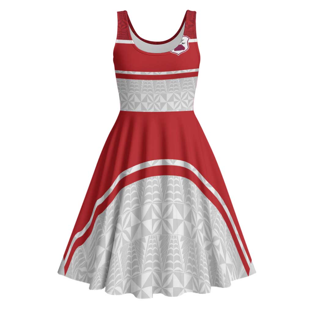 Queensland Tonga Custom Midi Dress QLD with Tongan Ngatu Pattern - Aussie Hoodie