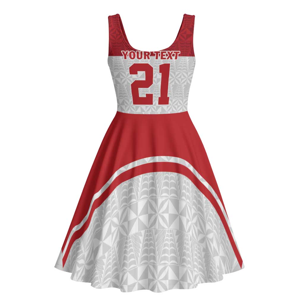 Queensland Tonga Custom Midi Dress QLD with Tongan Ngatu Pattern - Aussie Hoodie