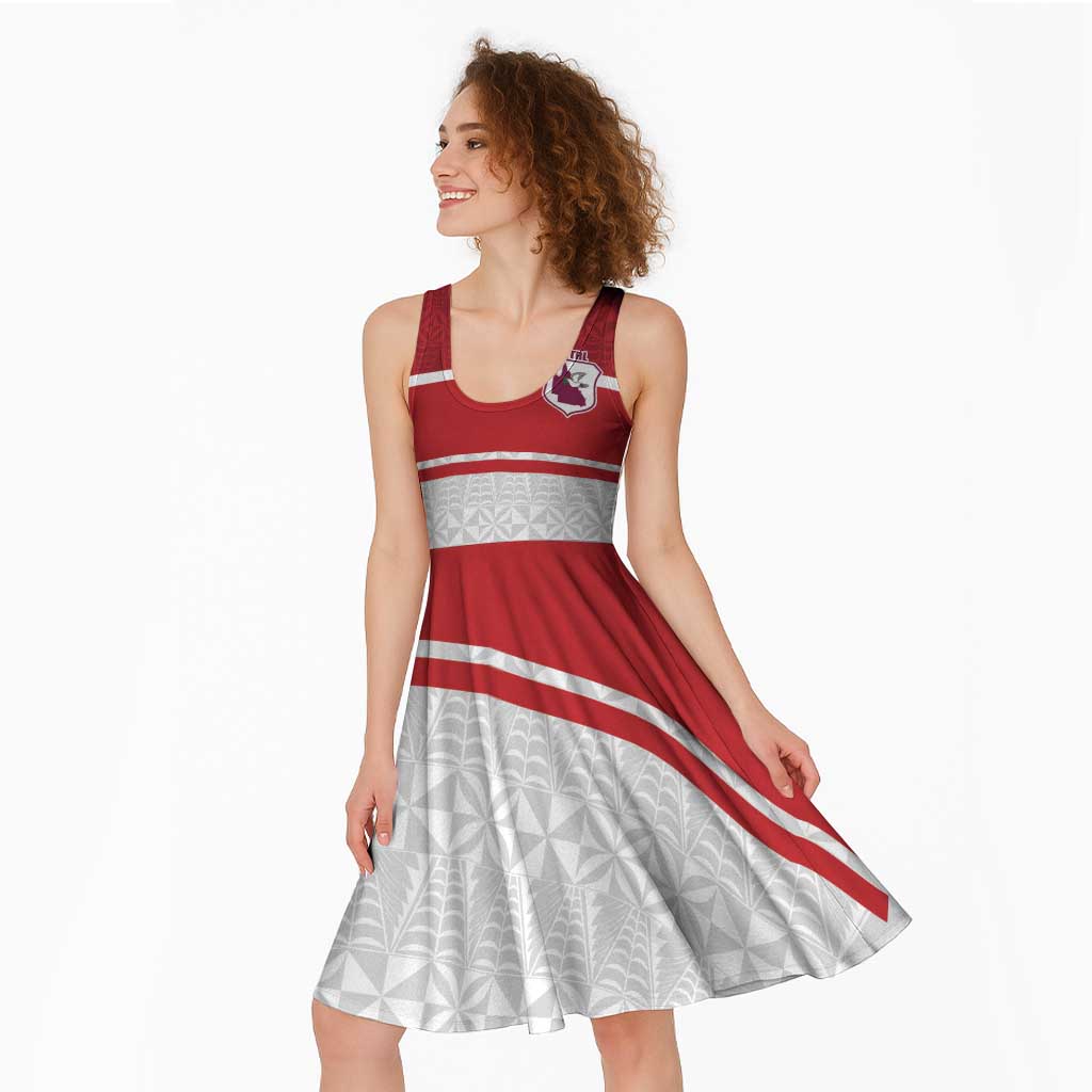 Queensland Tonga Custom Midi Dress QLD with Tongan Ngatu Pattern - Aussie Hoodie