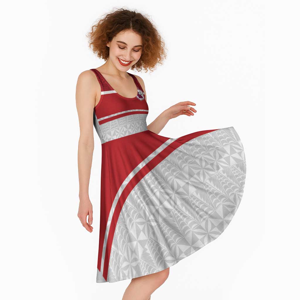 Queensland Tonga Custom Midi Dress QLD with Tongan Ngatu Pattern - Aussie Hoodie