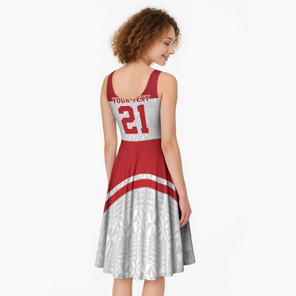 Queensland Tonga Custom Midi Dress QLD with Tongan Ngatu Pattern - Aussie Hoodie