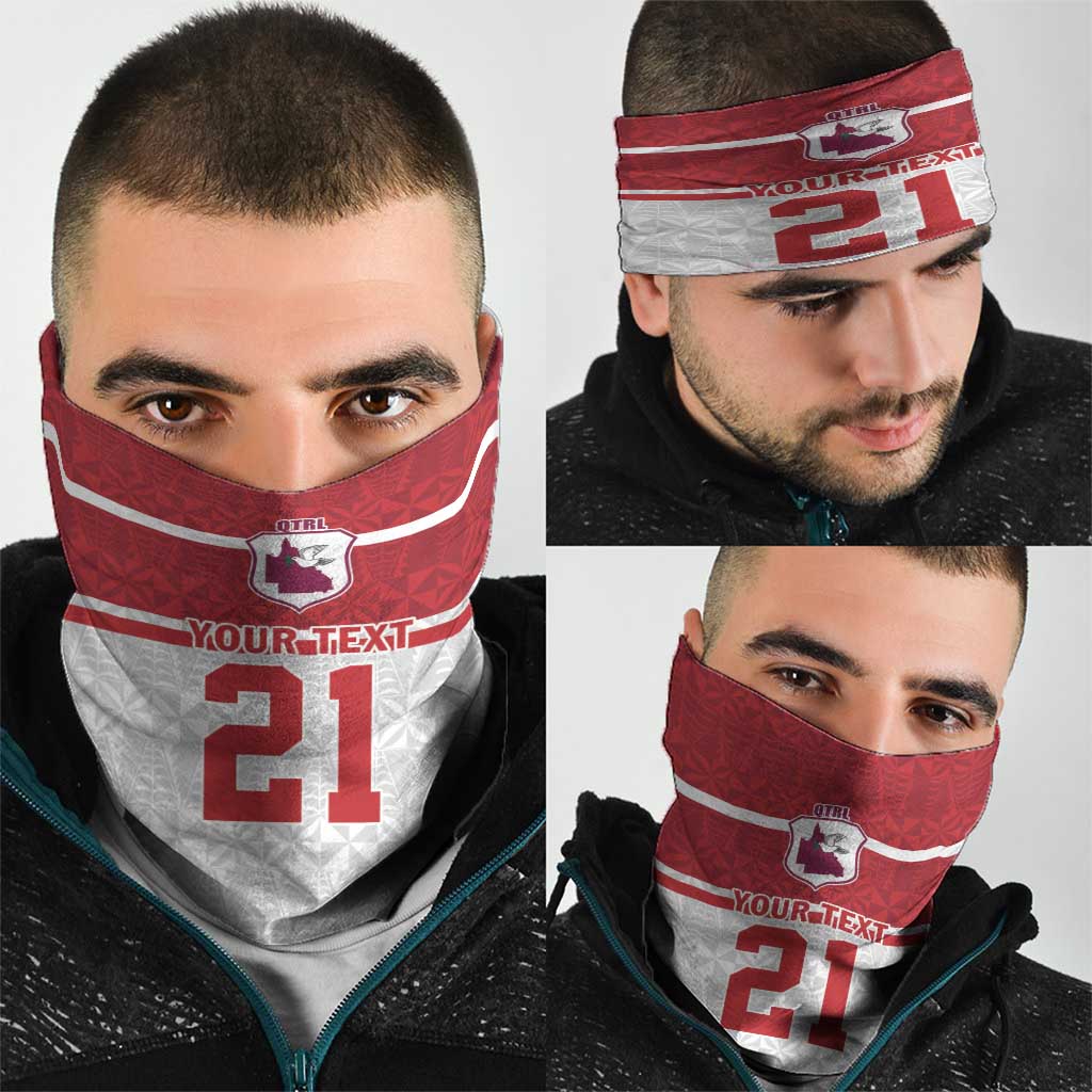 Queensland Tonga Custom Neck Gaiter QLD with Tongan Ngatu Pattern - Aussie Hoodie