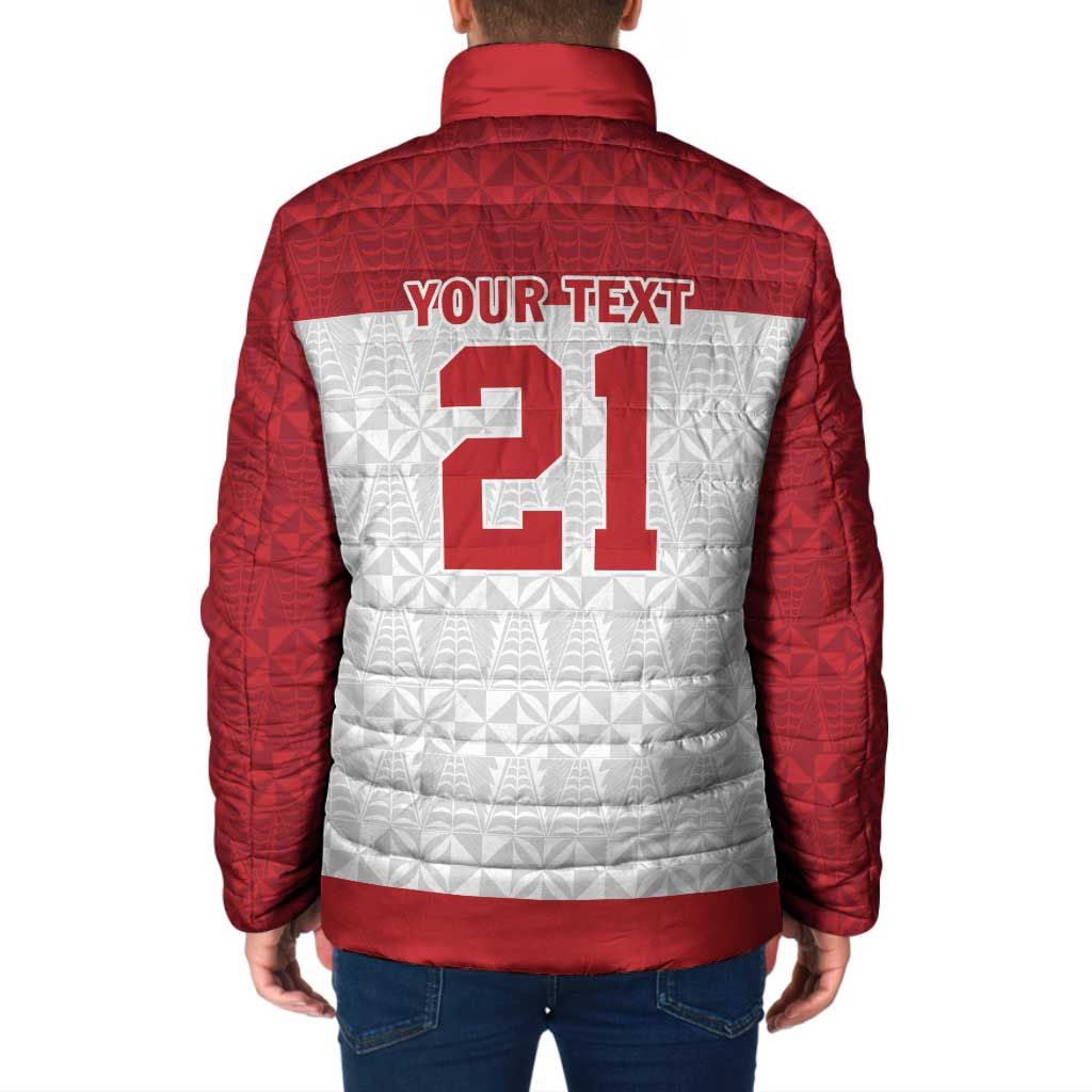 Queensland Tonga Custom Padded Jacket QLD with Tongan Ngatu Pattern - Aussie Hoodie