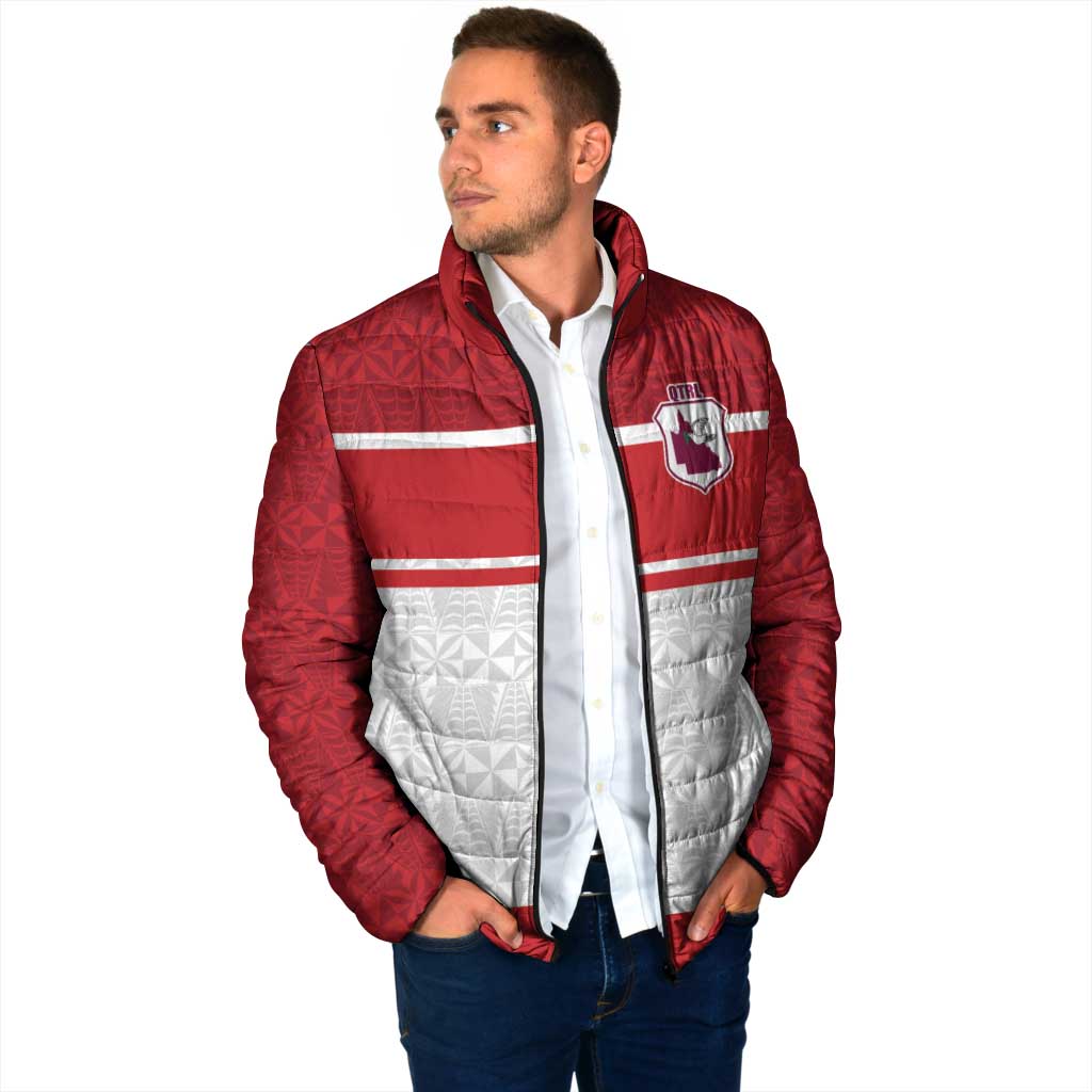 Queensland Tonga Custom Padded Jacket QLD with Tongan Ngatu Pattern - Aussie Hoodie