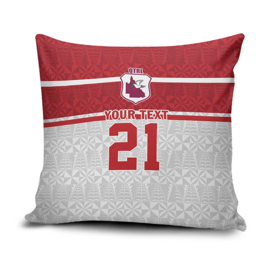 Queensland Tonga Custom Pillow Cover QLD with Tongan Ngatu Pattern - Aussie Hoodie