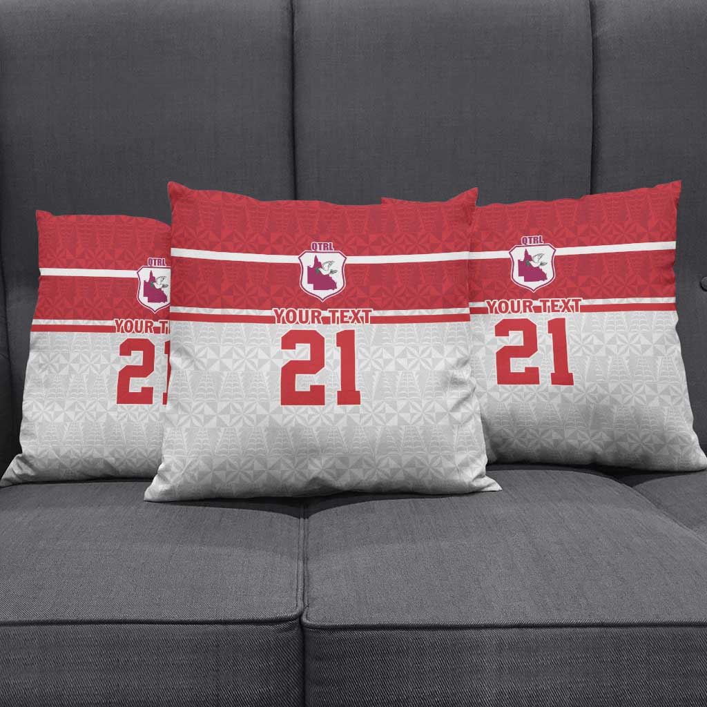 Queensland Tonga Custom Pillow Cover QLD with Tongan Ngatu Pattern - Aussie Hoodie