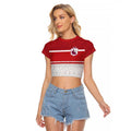 Queensland Tonga Custom Raglan Cropped T Shirt QLD with Tongan Ngatu Pattern