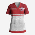 Queensland Tonga Custom Scrub Top QLD with Tongan Ngatu Pattern - Aussie Hoodie