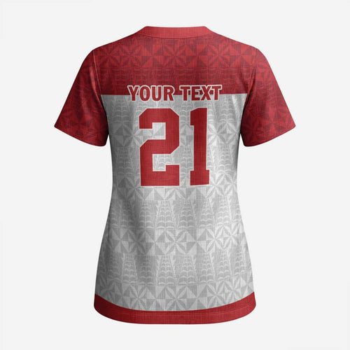 Queensland Tonga Custom Scrub Top QLD with Tongan Ngatu Pattern - Aussie Hoodie