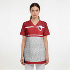Queensland Tonga Custom Scrub Top QLD with Tongan Ngatu Pattern - Aussie Hoodie