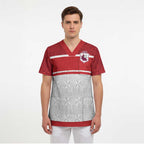 Queensland Tonga Custom Scrub Top QLD with Tongan Ngatu Pattern - Aussie Hoodie