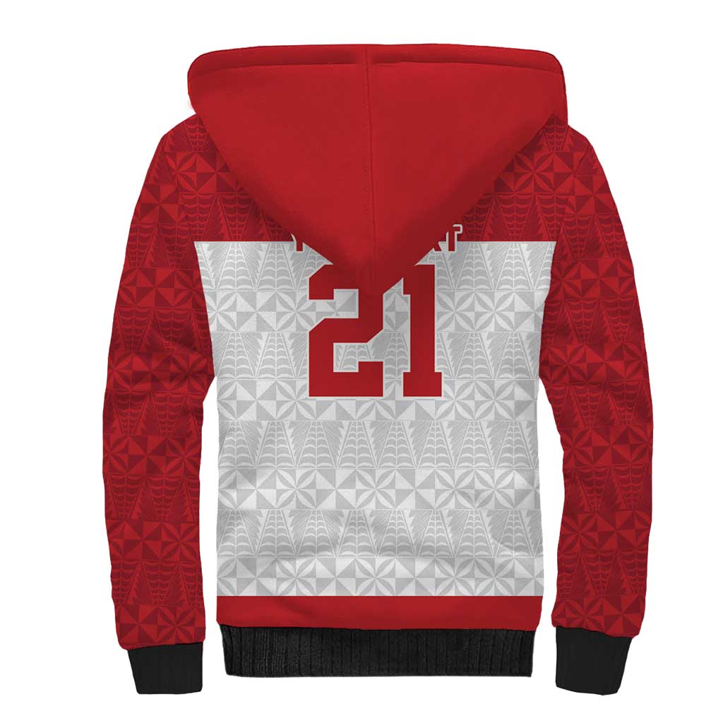 Queensland Tonga Custom Sherpa Hoodie QLD with Tongan Ngatu Pattern