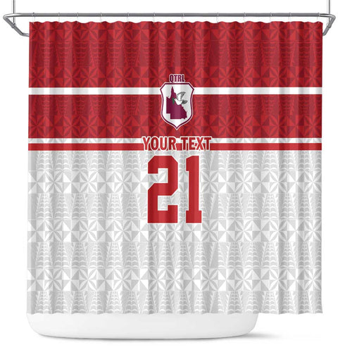 Queensland Tonga Custom Shower Curtain QLD with Tongan Ngatu Pattern