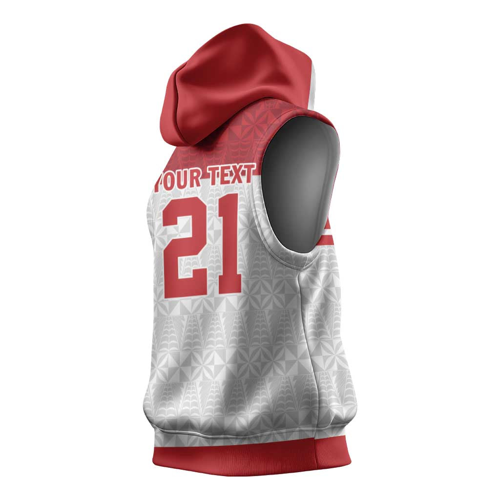 Queensland Tonga Custom Sleeveless Hoodie QLD with Tongan Ngatu Pattern - Aussie Hoodie