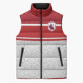 Queensland Tonga Custom Sleeveless Puffer Jacket QLD with Tongan Ngatu Pattern - Aussie Hoodie