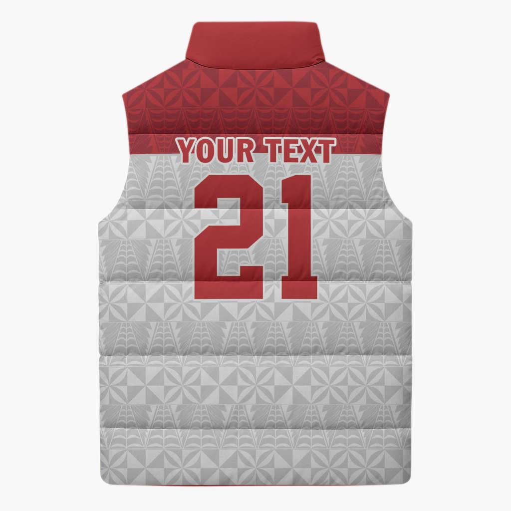 Queensland Tonga Custom Sleeveless Puffer Jacket QLD with Tongan Ngatu Pattern - Aussie Hoodie