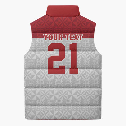 Queensland Tonga Custom Sleeveless Puffer Jacket QLD with Tongan Ngatu Pattern - Aussie Hoodie