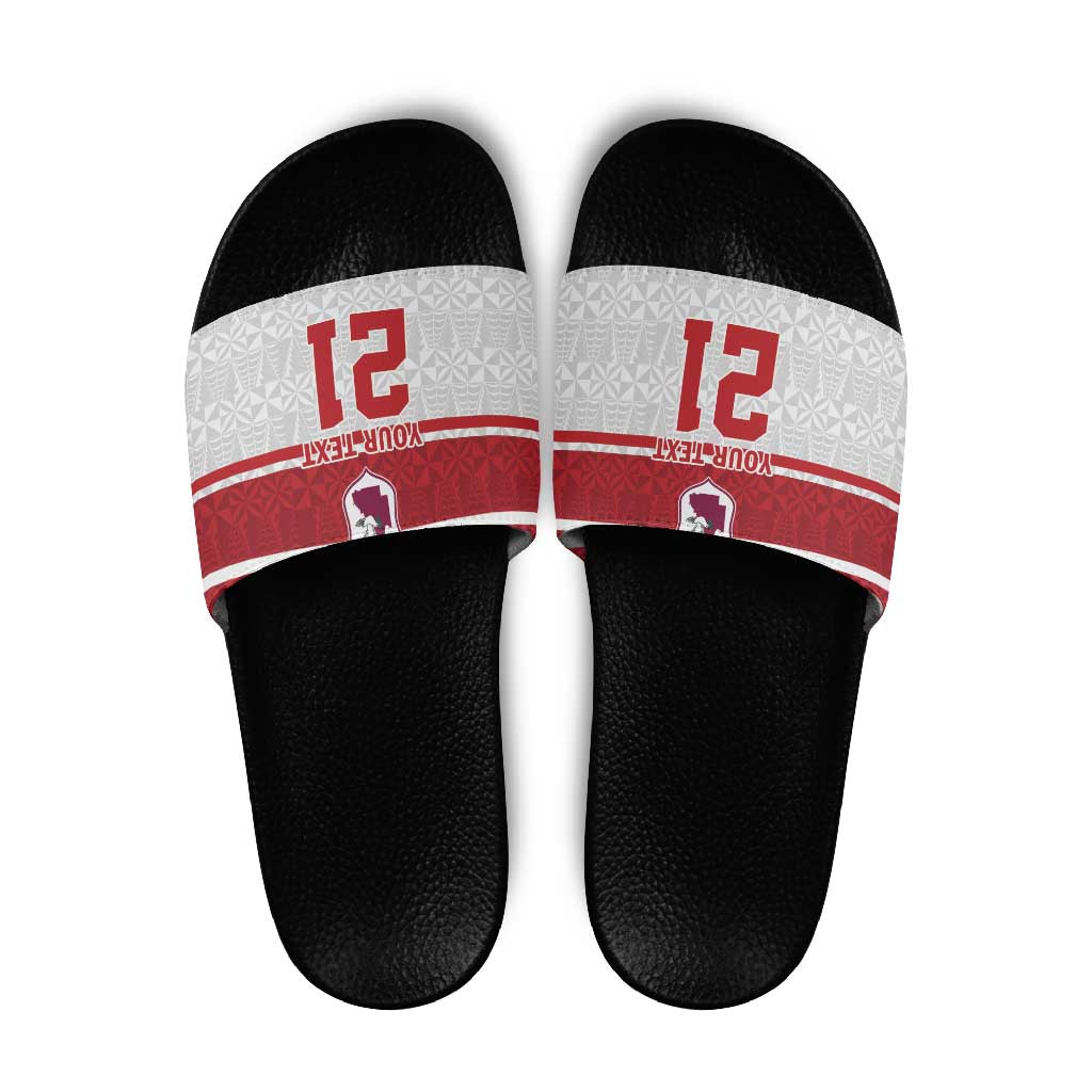 Queensland Tonga Custom Slide Sandals QLD with Tongan Ngatu Pattern - Aussie Hoodie