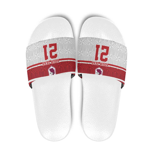 Queensland Tonga Custom Slide Sandals QLD with Tongan Ngatu Pattern - Aussie Hoodie
