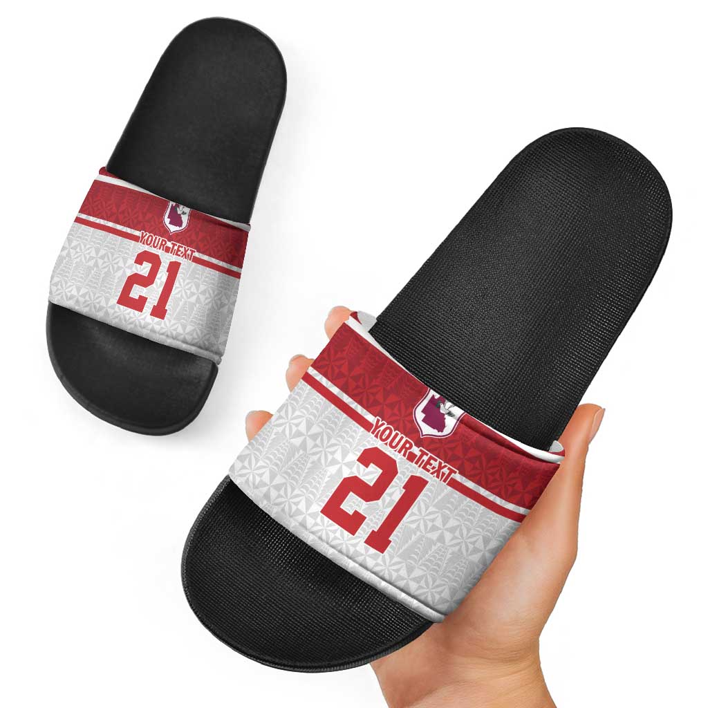 Queensland Tonga Custom Slide Sandals QLD with Tongan Ngatu Pattern - Aussie Hoodie