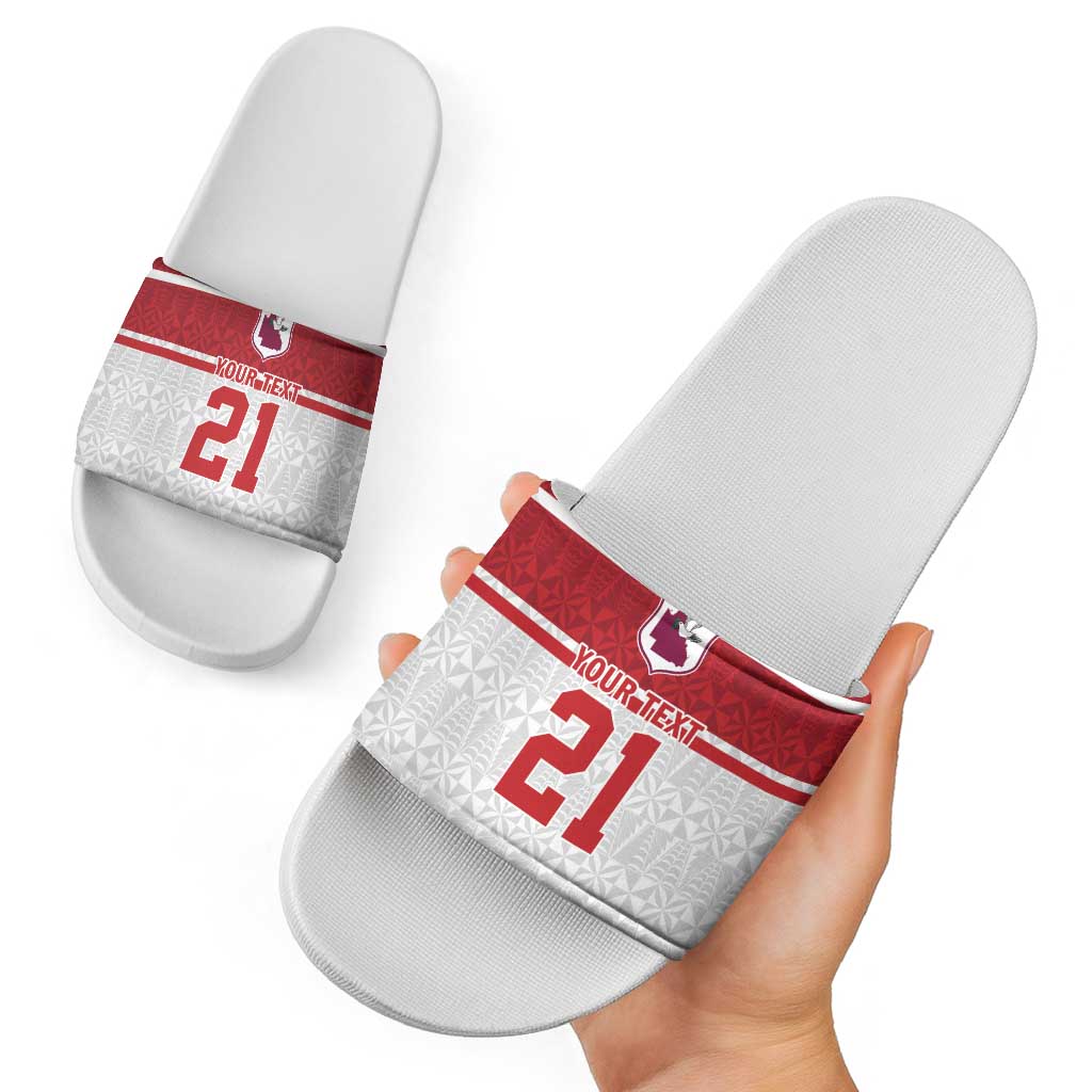 Queensland Tonga Custom Slide Sandals QLD with Tongan Ngatu Pattern - Aussie Hoodie