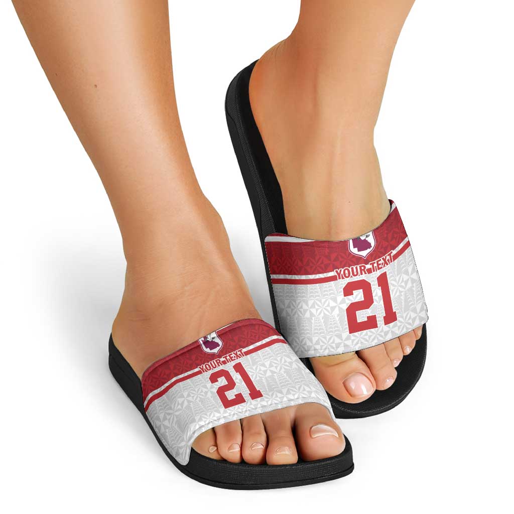 Queensland Tonga Custom Slide Sandals QLD with Tongan Ngatu Pattern - Aussie Hoodie