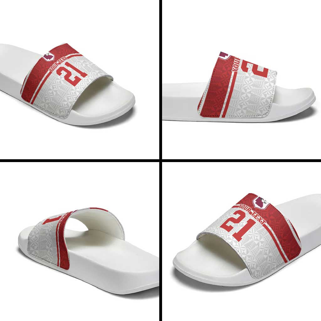 Queensland Tonga Custom Slide Sandals QLD with Tongan Ngatu Pattern - Aussie Hoodie