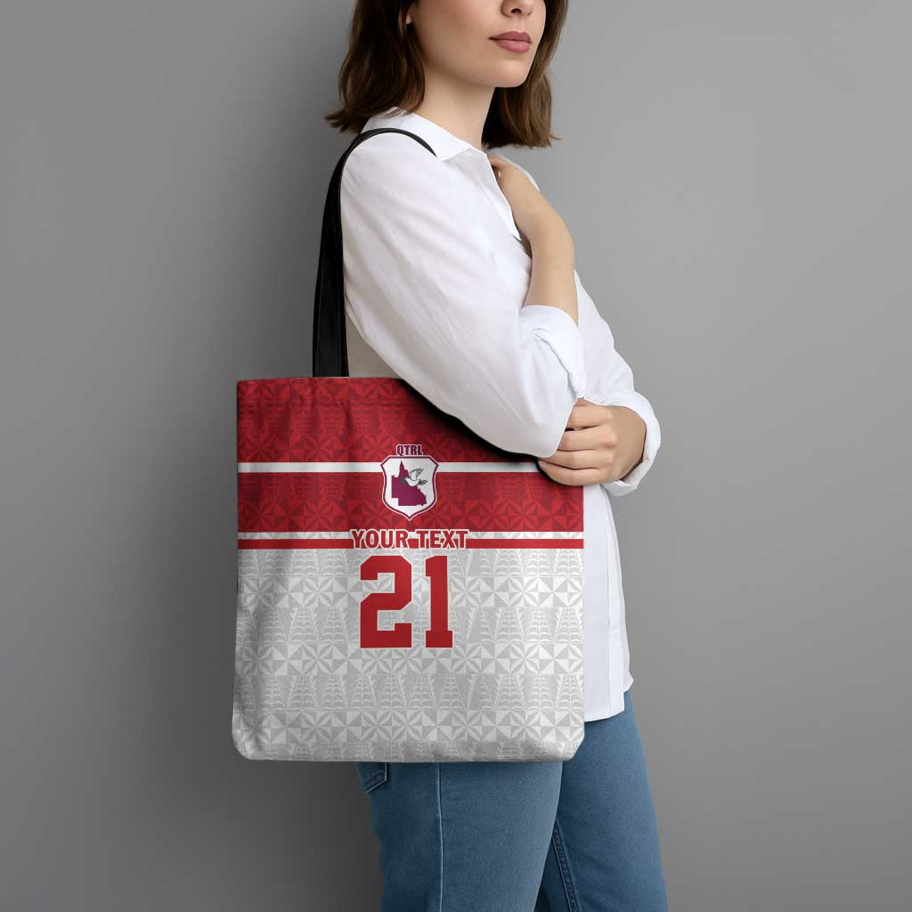 Queensland Tonga Custom Tote Bag QLD with Tongan Ngatu Pattern - Aussie Hoodie