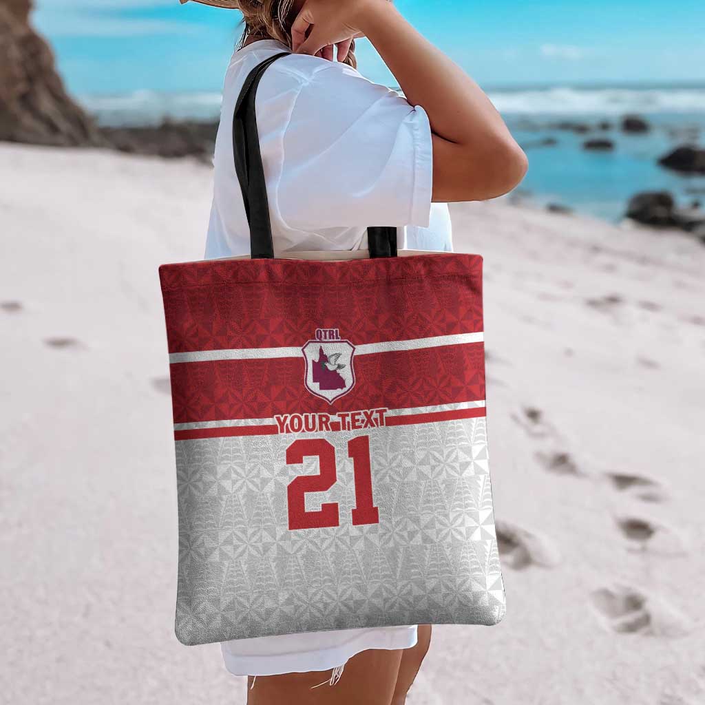 Queensland Tonga Custom Tote Bag QLD with Tongan Ngatu Pattern - Aussie Hoodie