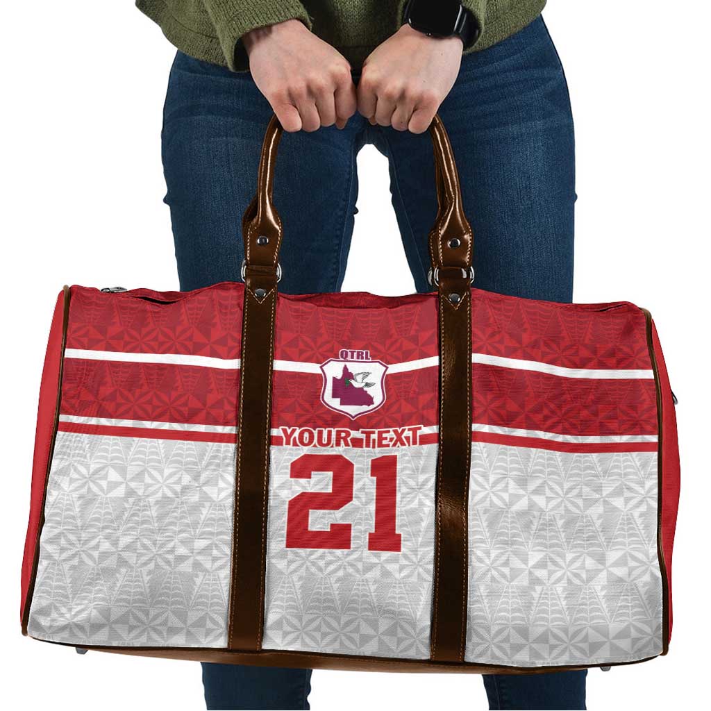 Queensland Tonga Custom Travel Bag QLD with Tongan Ngatu Pattern - Aussie Hoodie