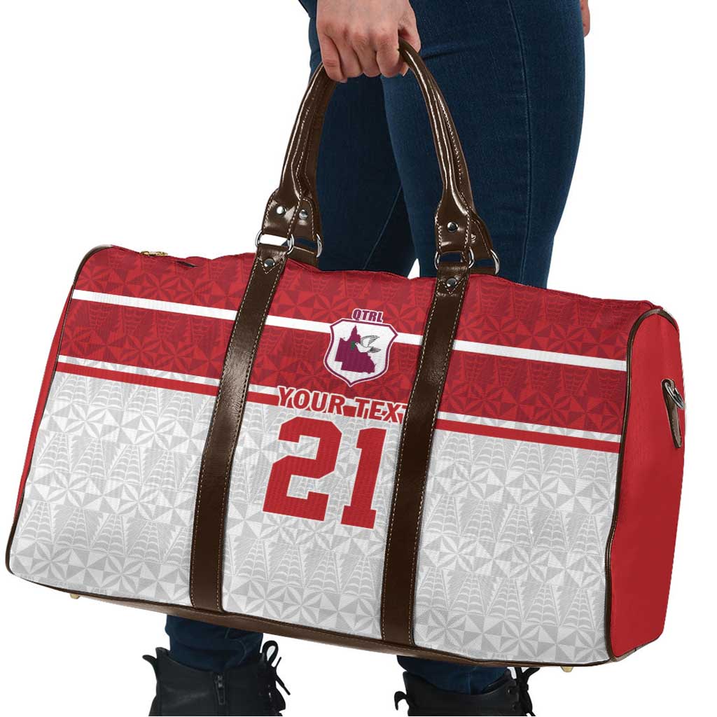 Queensland Tonga Custom Travel Bag QLD with Tongan Ngatu Pattern - Aussie Hoodie