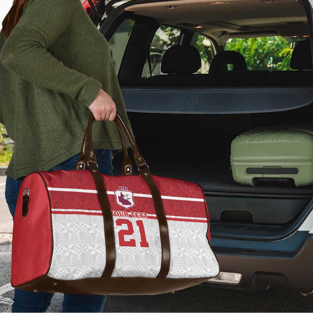 Queensland Tonga Custom Travel Bag QLD with Tongan Ngatu Pattern - Aussie Hoodie