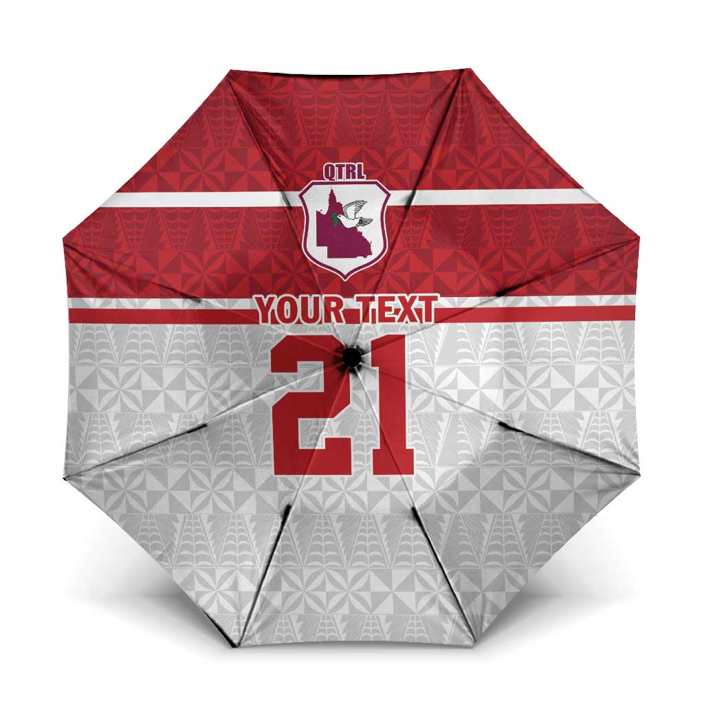 Queensland Tonga Custom Umbrella QLD with Tongan Ngatu Pattern - Aussie Hoodie