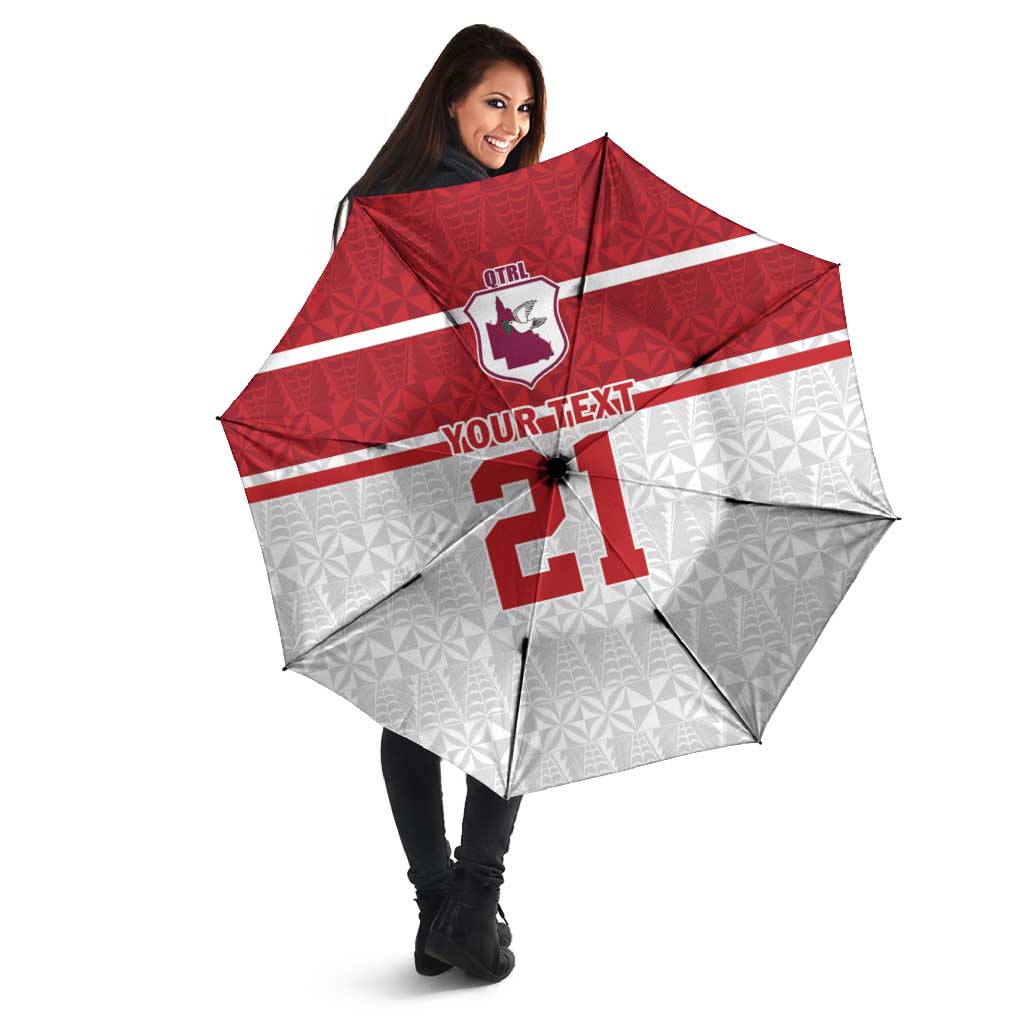 Queensland Tonga Custom Umbrella QLD with Tongan Ngatu Pattern - Aussie Hoodie