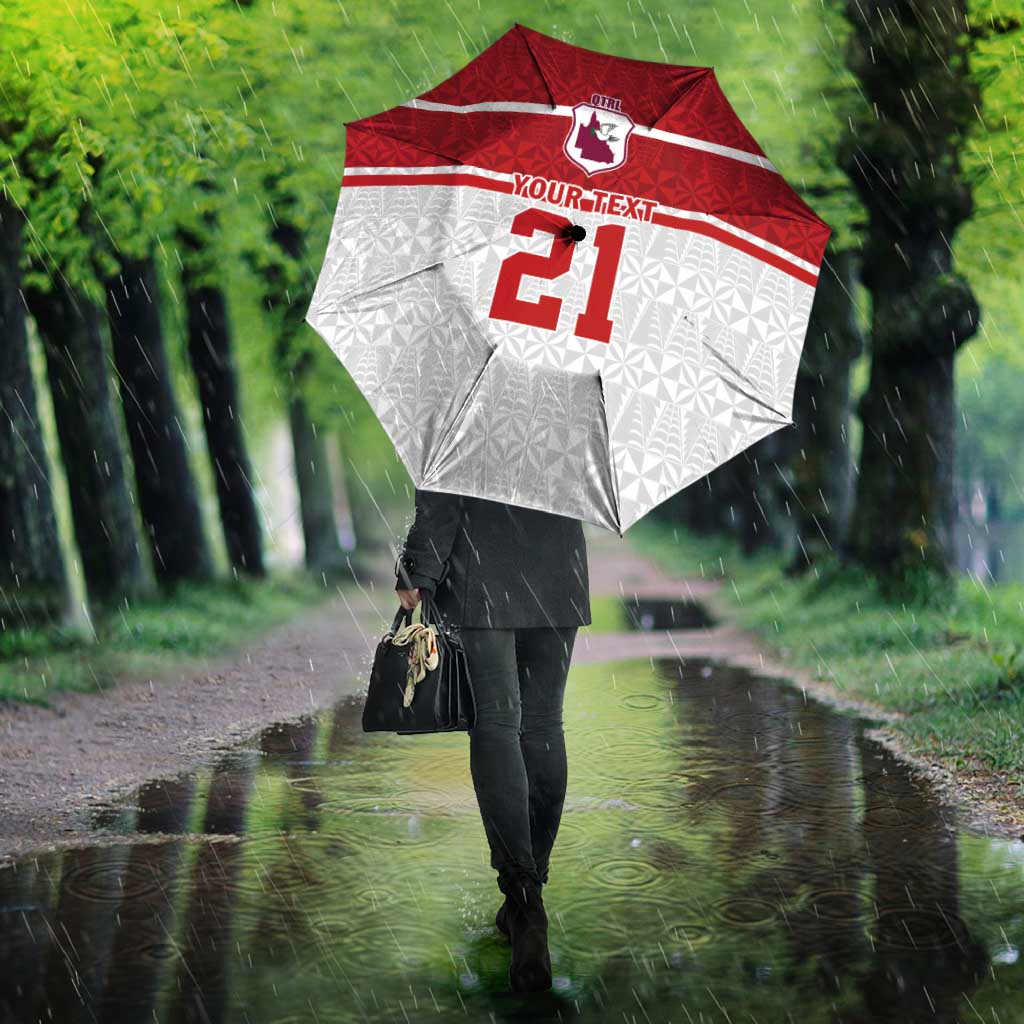 Queensland Tonga Custom Umbrella QLD with Tongan Ngatu Pattern - Aussie Hoodie