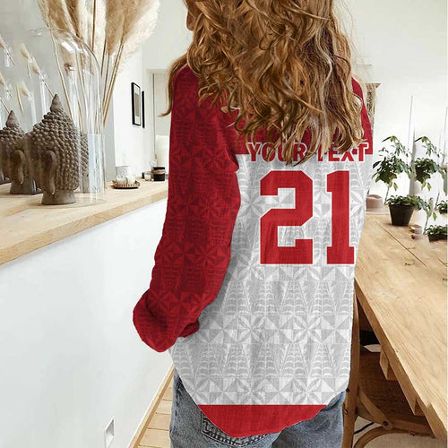 Queensland Tonga Custom Women Casual Shirt QLD with Tongan Ngatu Pattern