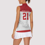 Queensland Tonga Custom Women Sleeveless Polo Shirt QLD with Tongan Ngatu Pattern