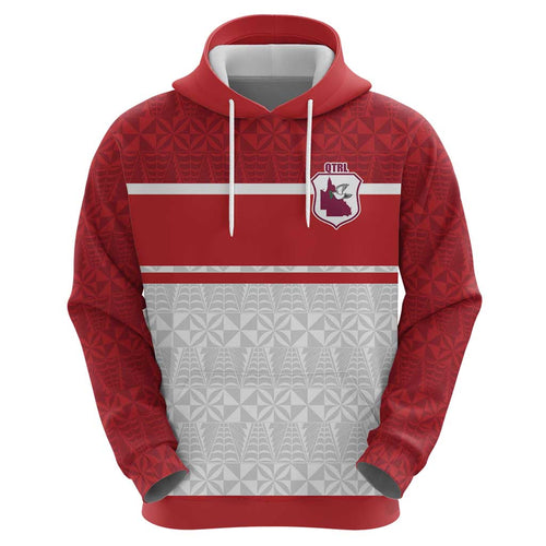Queensland Tonga Custom Zip Hoodie QLD with Tongan Ngatu Pattern