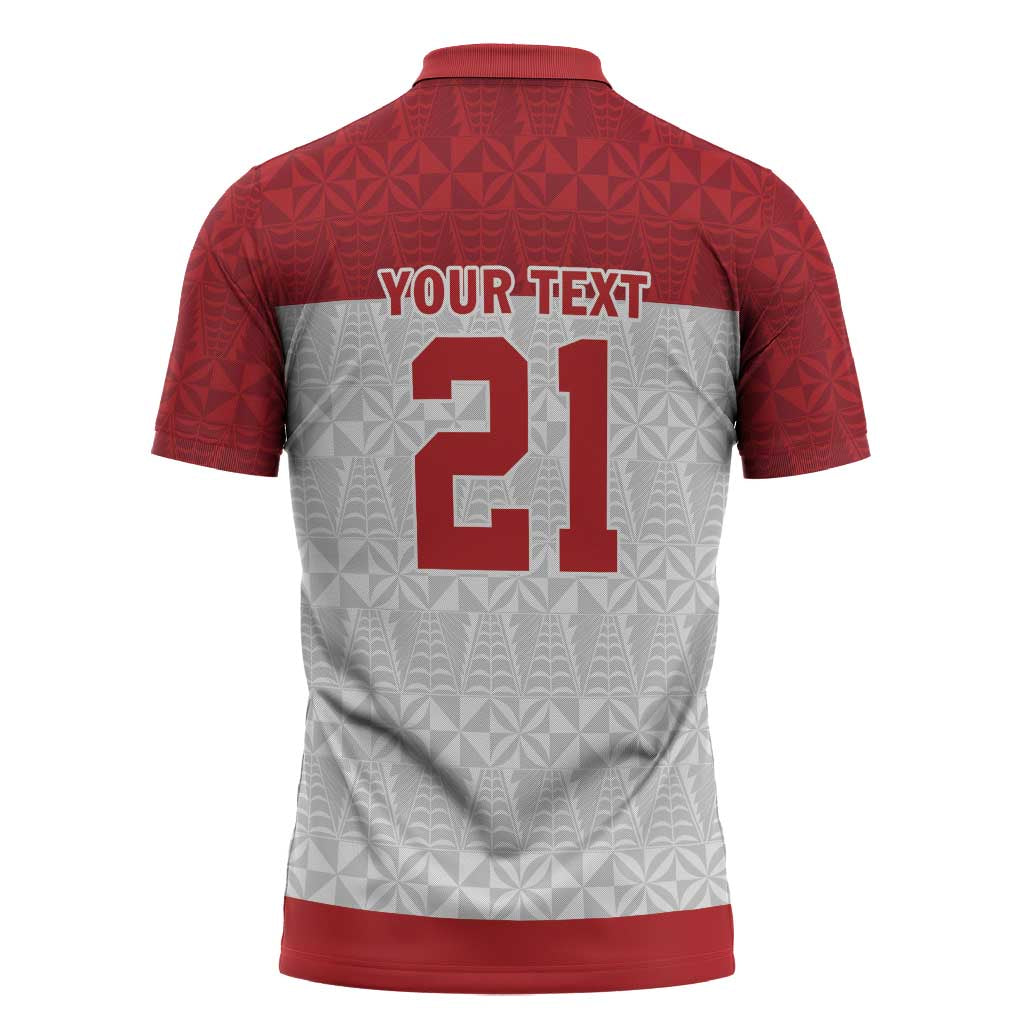 Queensland Tonga Custom Zipper Polo Shirt QLD with Tongan Ngatu Pattern - Aussie Hoodie