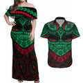 rabbitohs-rugby-couples-matching-off-shoulder-maxi-dress-and-hawaiian-shirt-polynesian-and-aboriginal-special-version