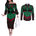 rabbitohs-rugby-couples-matching-off-the-shoulder-long-sleeve-dress-and-long-sleeve-button-shirts-polynesian-and-aboriginal-special-version