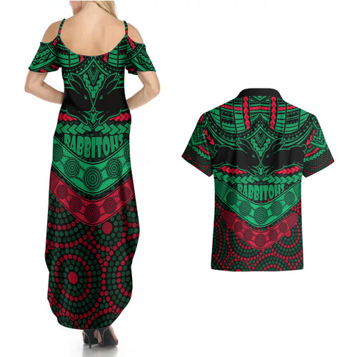 rabbitohs-rugby-couples-matching-summer-maxi-dress-and-hawaiian-shirt-polynesian-and-aboriginal-special-version