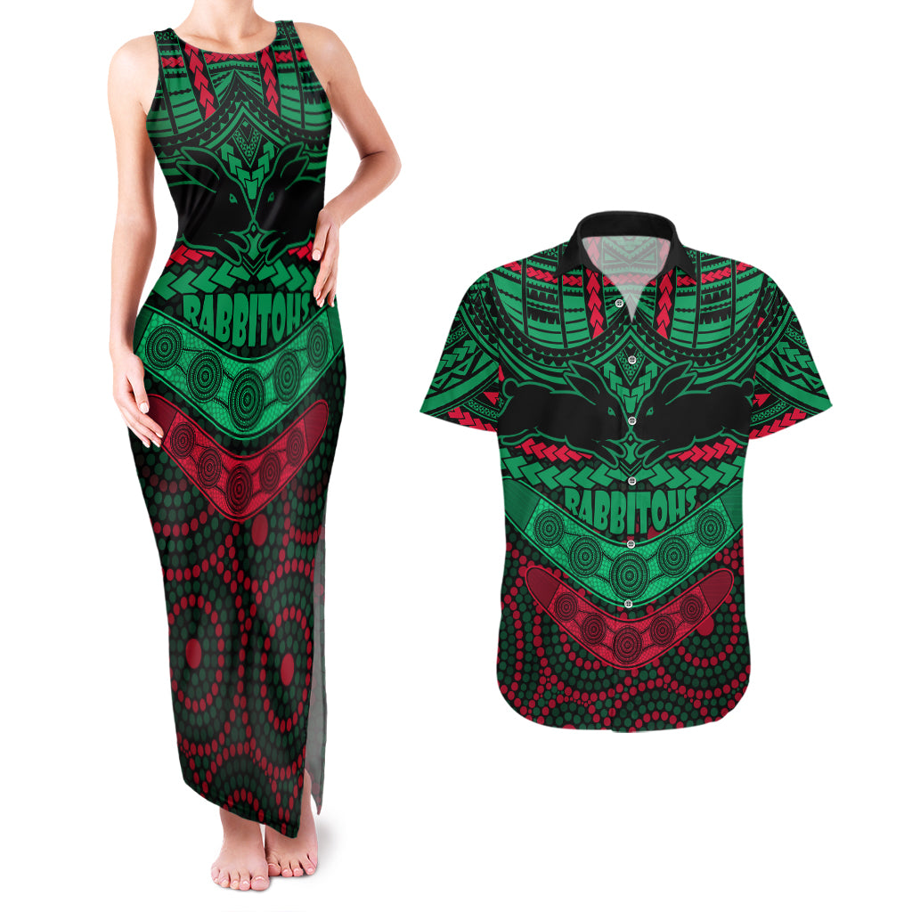rabbitohs-rugby-couples-matching-tank-maxi-dress-and-hawaiian-shirt-polynesian-and-aboriginal-special-version